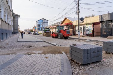 Repair of intra-yard or intra-quarter roads, background. November 4, 2022 Beltsy Moldova