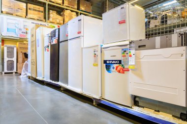 Refrigerators. Goods in the supermarket. May 26, 2022 Beltsy Moldova