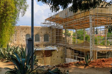 The courtyard of the church of St. Nicholas during the restoration, a Christian shrine. August 10, 2022 Demre, Antalya province, Turkey.