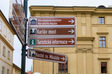 August 23, 2022 Prague, Czech Republic. City pointers of sights. Background with copy space for text.