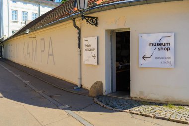 August 27, 2022 Prague, Czech Republic. Museum Kamp. Background with copy space for text.