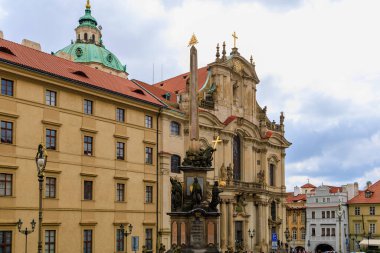 August 22, 2022 Prague, Czech Republic. Church of St. Nicholas 1745. Background with selective focus and copy space for text