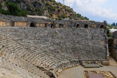 Greco-Roman amphitheater in Demre formerly Kale in Turkey in the province of Antalya of the ancient city of Myra. August 10, 2022 Demre Turkey