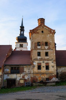 August 25, 2022 Votice Czech Republic. Abandoned brewery building. Background with selective focus and copy space