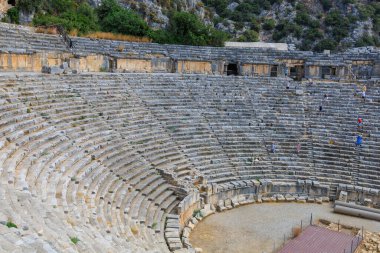 Greco-Roman amphitheater in Demre formerly Kale in Turkey in the province of Antalya of the ancient city of Myra. August 10, 2022 Demre Turkey