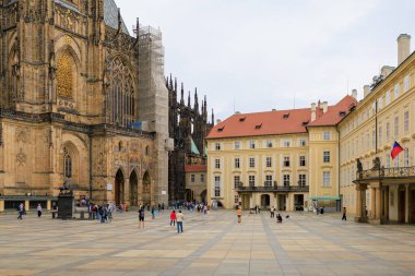 August 23, 2022 Prague, Czech Republic. Courtyard of Prague Castle. Background with copy space for text.