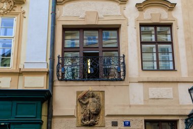 Ancient bas-reliefs. Background with copy space for text. August 24, 2022 Prague, Czech Republic.