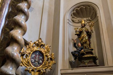 August 22, 2022 Prague, Czech Republic. Religious and cultural heritage in the medieval Cathedral of St. Vitus, Wenceslas and Vojtech.