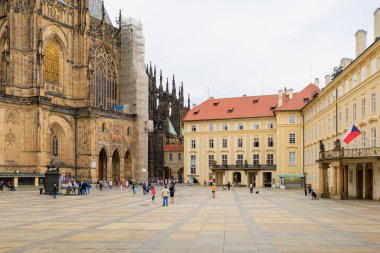 August 23, 2022 Prague, Czech Republic. Courtyard of Prague Castle. Background with copy space for text.