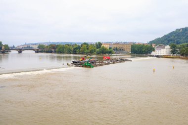 August 24, 2022 Prague, Czech Republic. Vltava river. Background with selective focus and copy space for text