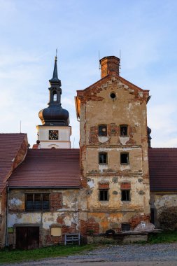 August 25, 2022 Votice Czech Republic. Abandoned brewery building. Background with selective focus and copy space