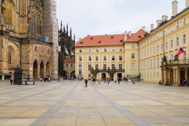 August 23, 2022 Prague, Czech Republic. Courtyard of Prague Castle. Background with copy space for text.
