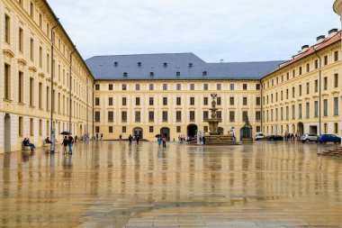 August 23, 2022 Prague, Czech Republic. Second courtyard of Prague Castle. Background with copy space for text.
