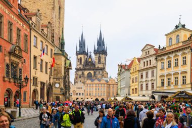 August 24, 2022 Prague, Czech Republic. Recognizable for tourists view of the city. Background with selective focus and copy space for text
