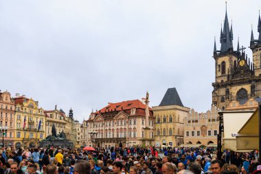 August 24, 2022 Prague, Czech Republic. Recognizable for tourists view of the city. Background with selective focus and copy space for text