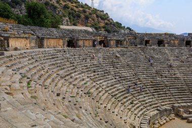 Greco-Roman amphitheater in Demre formerly Kale in Turkey in the province of Antalya of the ancient city of Myra. August 10, 2022 Demre Turkey