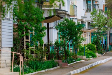 April 27, 2022 Balti Moldova. Courtyard of an apartment building in a residential area.