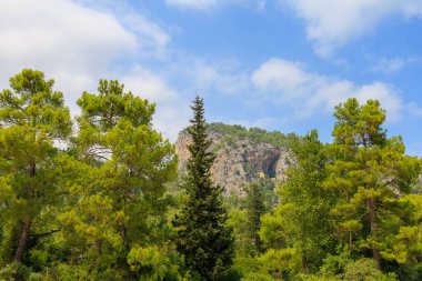 Antalya 'nın Kemer bölgesindeki Türk Taurus Dağları. Metin için kopyalama alanı olan arkaplan