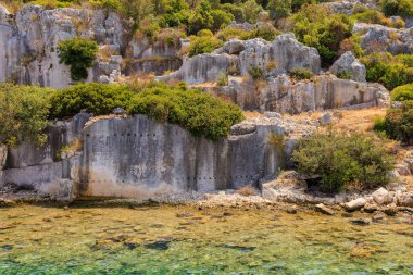 The ruins of a sunken ancient city on the island of Kekova another name for Karavola, Lycian Dolichiste near Demre and Kas in Turkey in the province of Antalya, one of the centers of Lycia