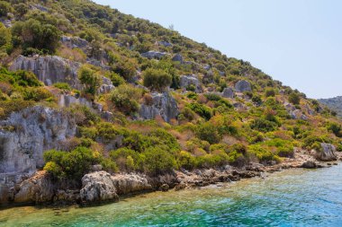 The ruins of a sunken ancient city on the island of Kekova another name for Karavola, Lycian Dolichiste near Demre and Kas in Turkey in the province of Antalya, one of the centers of Lycia