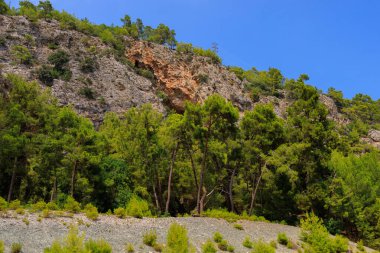 Antalya 'nın Kemer bölgesindeki Türk Taurus Dağları. Metin için kopyalama alanı olan arkaplan