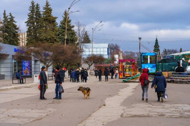 January 14, 2022 Balti Moldova. Central city square. For editorial use