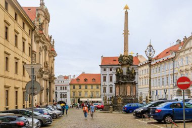 August 23, 2022 Prague, Czech Republic. Street view of the old city of Prague. Background with copy space for text.