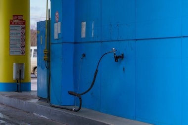 January 24, 2022 Balti Moldova. Gas station with methane. News editorial background