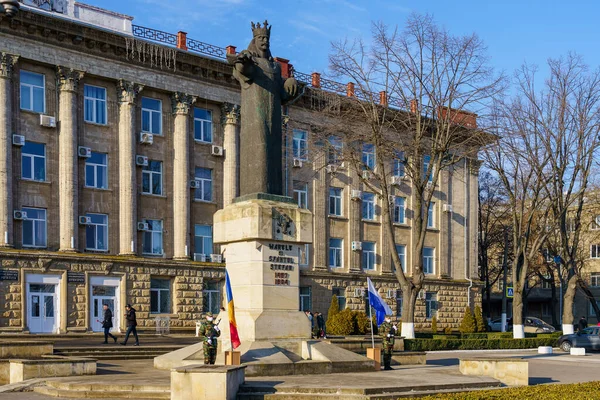 Febrero 2022 Balti Moldova Monumento Stefan Cel Mare Plaza Central — Foto de Stock