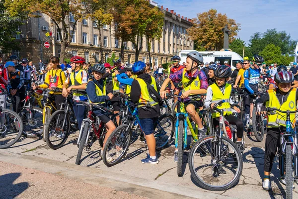 stock image September 4, 2022 Balti Moldova. Mass gathering of amateur cyclists in the city. Illustrative editorial, background.