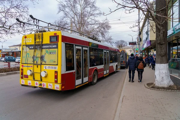 Февраля 2022 Года Бельцы Молдова Троллейбус Экологически Чистый Общественный Транспорт — стоковое фото