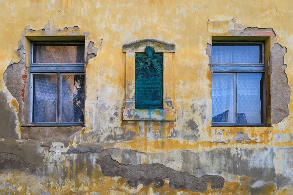 August 25, 2022 Votice Czech Republic. Abandoned brewery building. Background with selective focus and copy space