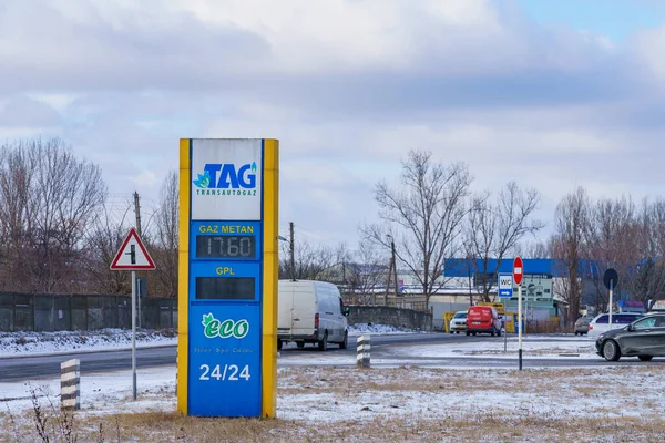 stock image January 24, 2022 Balti Moldova. Gas station with methane. News editorial background