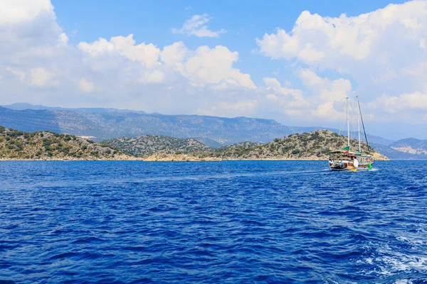 August 2022 Demre Antalya Province Turkey Yachts Mediterranean Coast Background —  Fotos de Stock