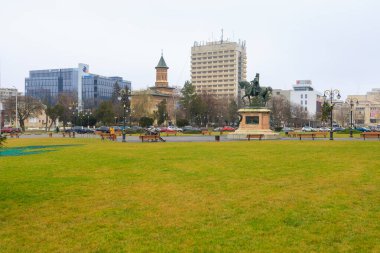 15 Ocak 2023 Iasi Romanya. Stefan cel Mare anıtı. İllüstrasyon başyazısı. Arkaplan