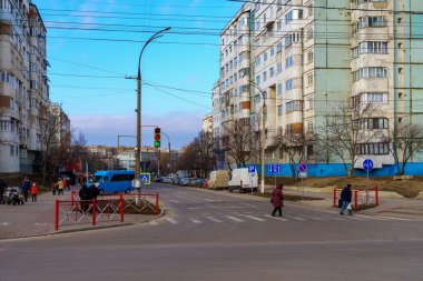 January 14, 2022 Balti Moldova. Dormitory urban area. Background