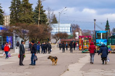 January 14, 2022 Balti Moldova. Central city square. For editorial use