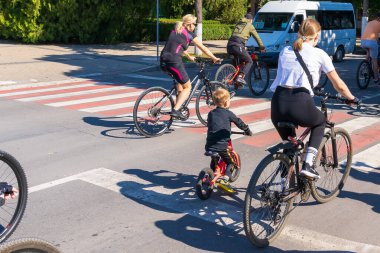 September 4, 2022 Balti Moldova. Mass gathering of amateur cyclists in the city. Illustrative editorial, background.