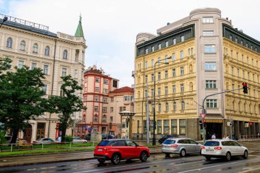 August 28, 2022 Prague, Czech Republic. Street view of the old city of Prague. Background with copy space for text.