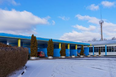 January 24, 2022 Balti Moldova. Gas station with methane. News editorial background