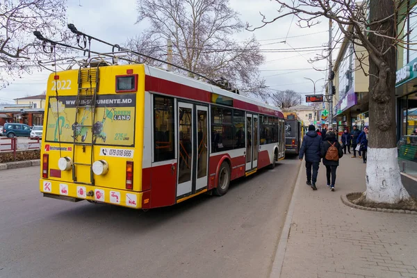 February 2022 Balti Moldova Trolleybus Eco Friendly Public Transport Background — Stok fotoğraf