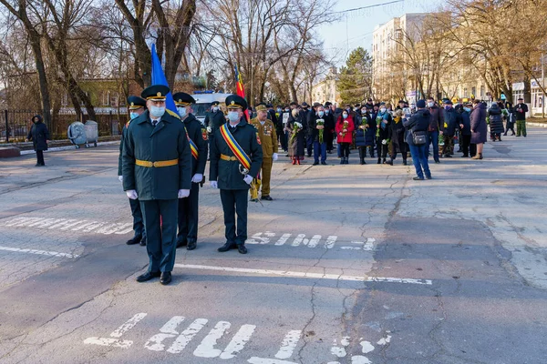 Février 2022 Balti Moldova Défilé Militaire Traverse Place Ville — Photo