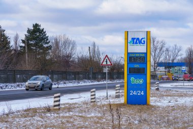 January 24, 2022 Balti Moldova. Gas station with methane. News editorial background