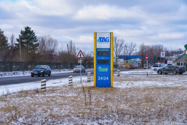 January 24, 2022 Balti Moldova. Gas station with methane. News editorial background