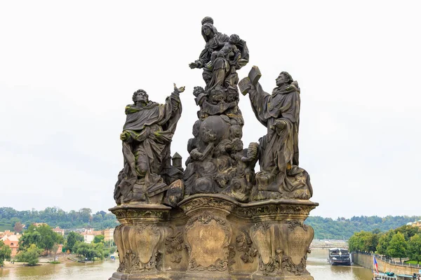 August 2022 Prague Czech Republic Antique Sculptures Charles Bridge Background — Foto de Stock