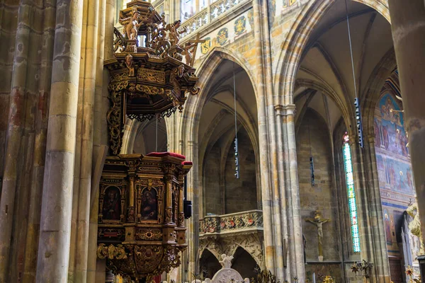 Augustus 2022 Praag Tsjechië Interieur Gotische Kathedraal Van Vitus Wenceslas — Stockfoto