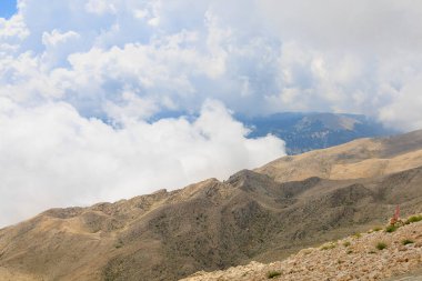 Very beautiful view from the top of Mount Tahtali or Olympos of the Kemer district of Antalya province in Turkey. A popular tourist spot for sightseeing and skydiving. Background or landscape