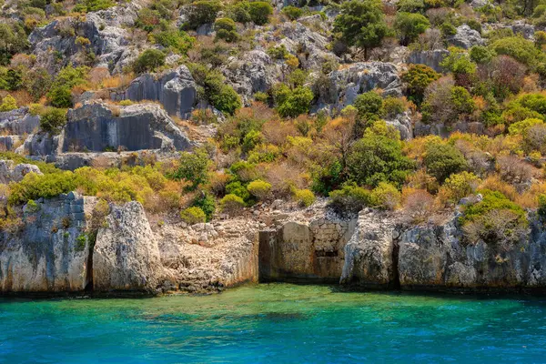 Ruins Sunken Ancient City Island Kekova Another Name Karavola Lycian — Stok fotoğraf