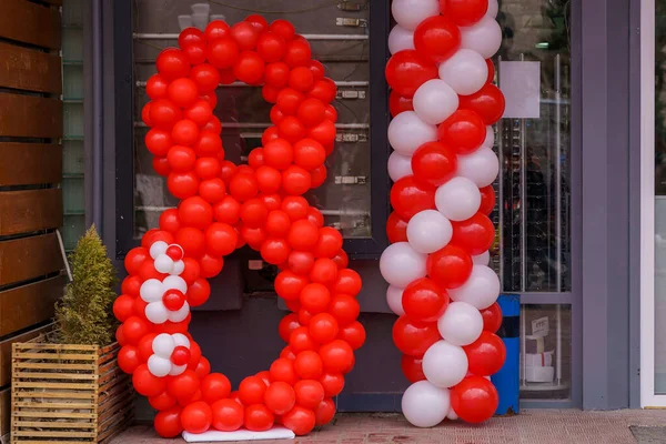 Des Ballons Forme Numéro Ici Mars Célébration Journée Internationale Femme — Photo