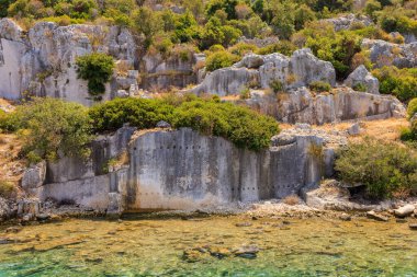The ruins of a sunken ancient city on the island of Kekova another name for Karavola, Lycian Dolichiste near Demre and Kas in Turkey in the province of Antalya, one of the centers of Lycia